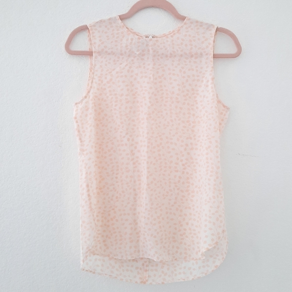 Equipment Femme Pink Leaf Sleevless Blouse XS